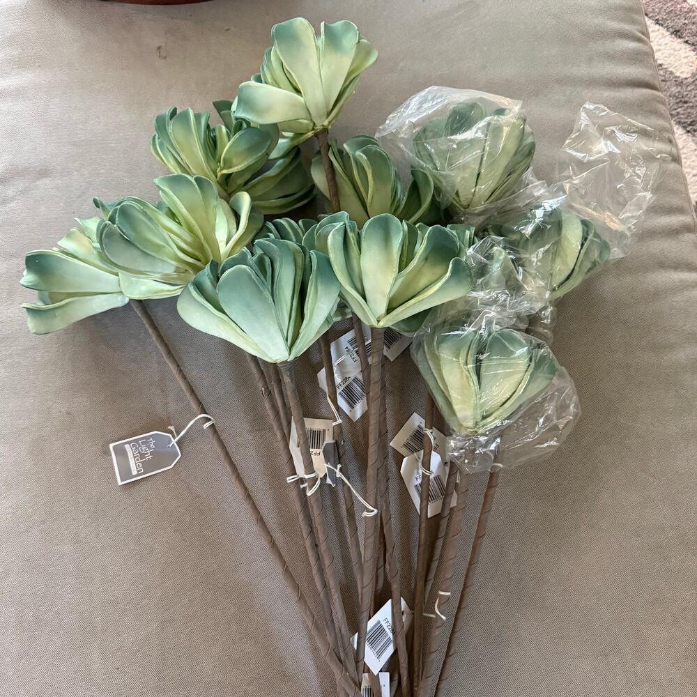 The Light Garden Collection Faux Succulent Stems 27" Sage Green Lot of 10
